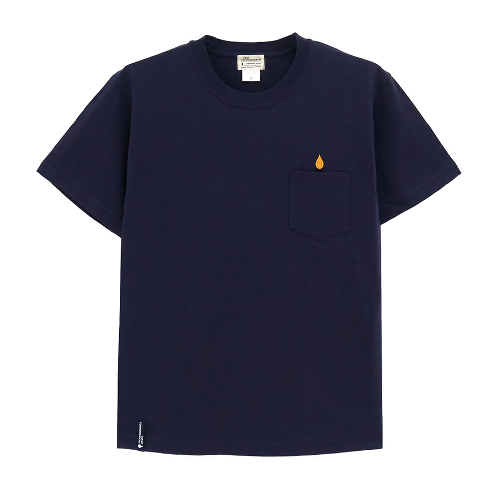 COLOR COMMUNICATIONS T-SHIRT カラーコミュニケーションズ Tシャツ DRIP EMB POCKET HEAVY NAVY 刺繍ロゴ スケートボード スケボー