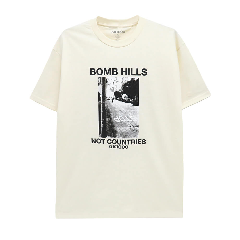 GX1000 T-SHIRT ジーエックス1000 Tシャツ BOMB HILLS NOT COUNTRIES CREAM スケートボード スケボー