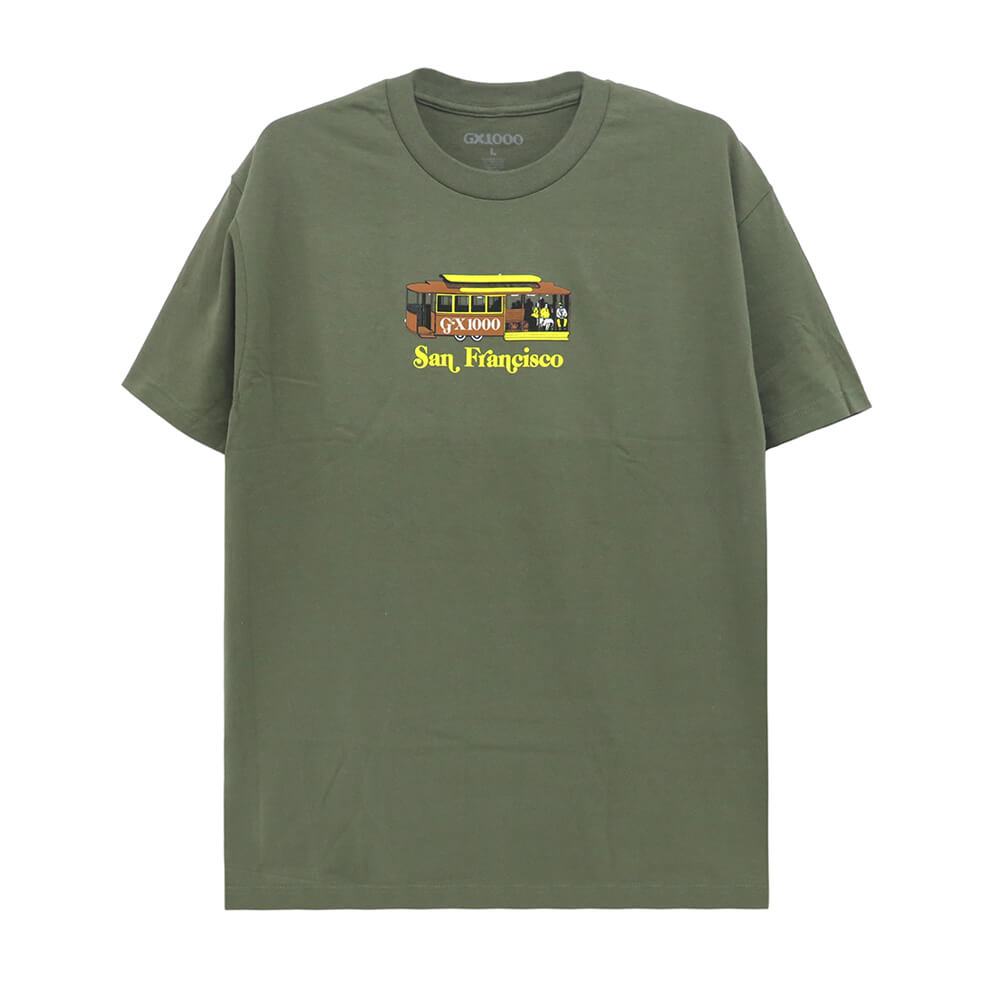 GX1000 T-SHIRT ジーエックス1000 Tシャツ TROLLY MILITARY GREEN スケートボード スケボー