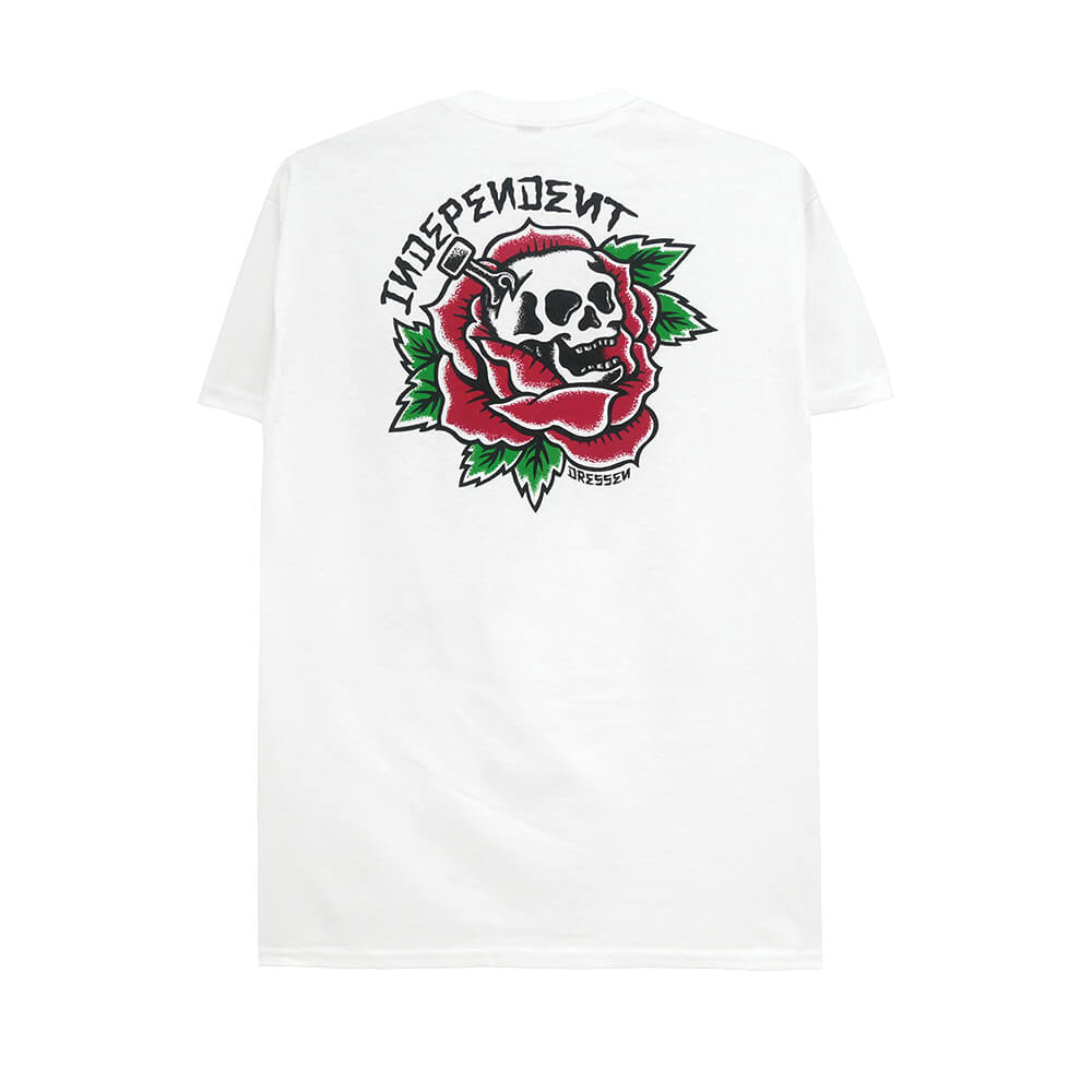 樂天商城 - INDEPENDENT T-SHIRT インディペンデント Tシャツ DRESSEN SKULL ROSE WHITE スケートボード スケボー