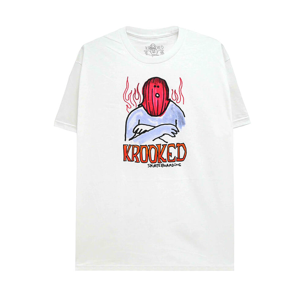 Rakuten - KROOKED T-SHIRT クルキッド Tシャツ FIRE MASK WHITE スケートボード スケボー