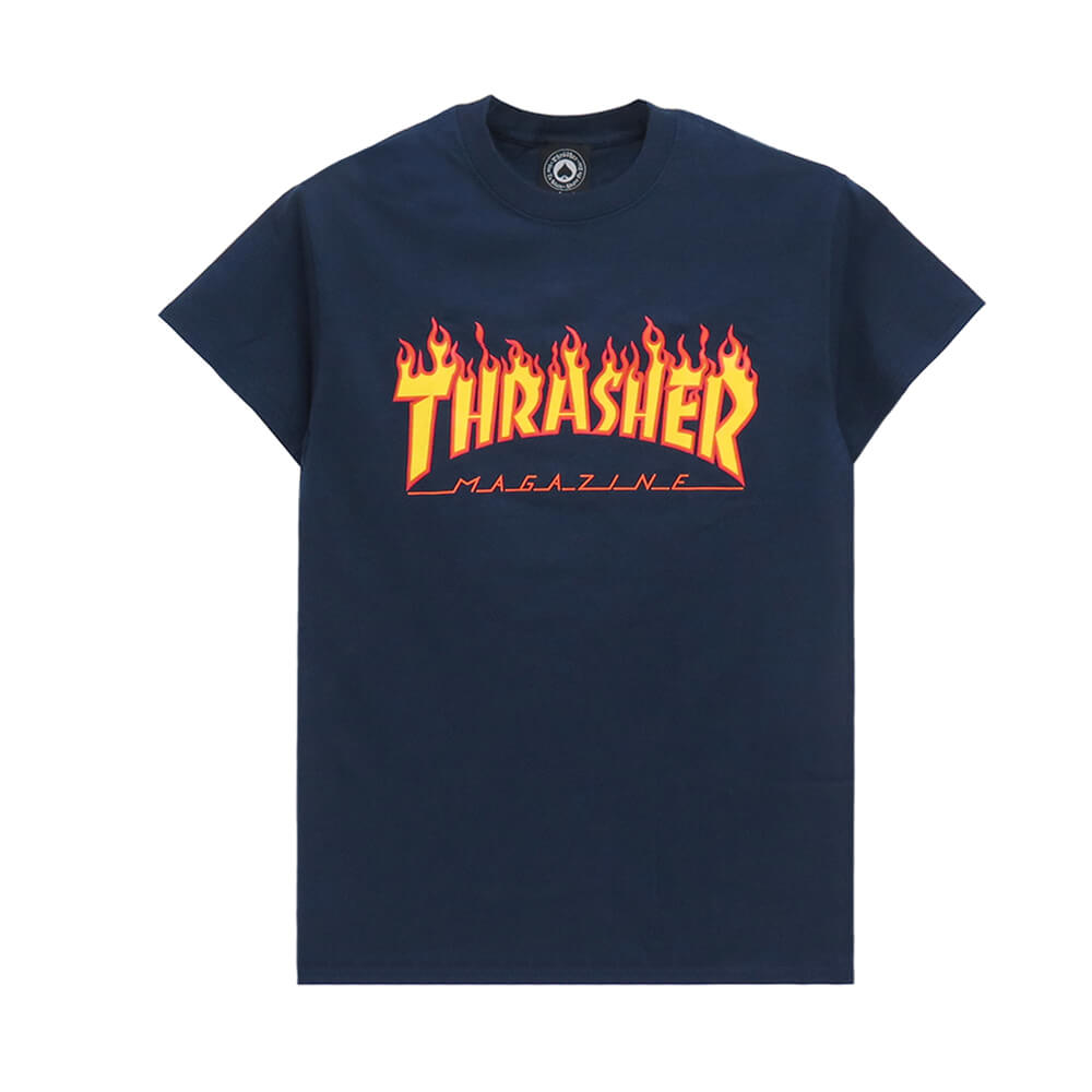 Rakuten - THRASHER T-SHIRT スラッシャー Tシャツ FLAME NAVY（US企画） スケートボード スケボー