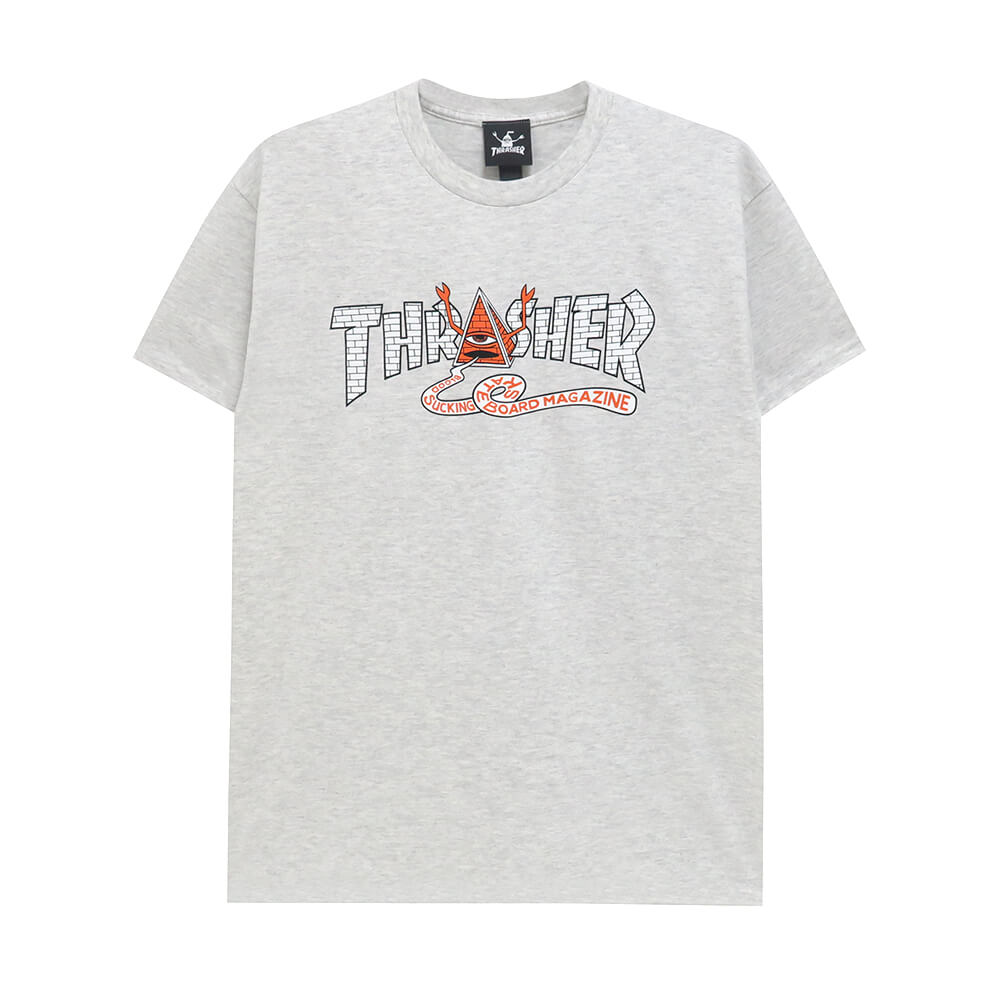 Rakuten - （セール・XLサイズのみ）THRASHER T-SHIRT スラッシャー Tシャツ THRASHER X TOY MACHINE PYRAMID ASH（US企画） スケートボード スケボー