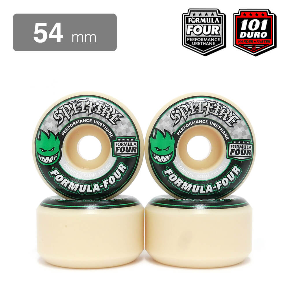 SPITFIRE WHEEL スピットファイヤー ウィール FORMULA FOUR (F4) CONICAL 101D GREEN PRINT 54mm スケートボード スケボー