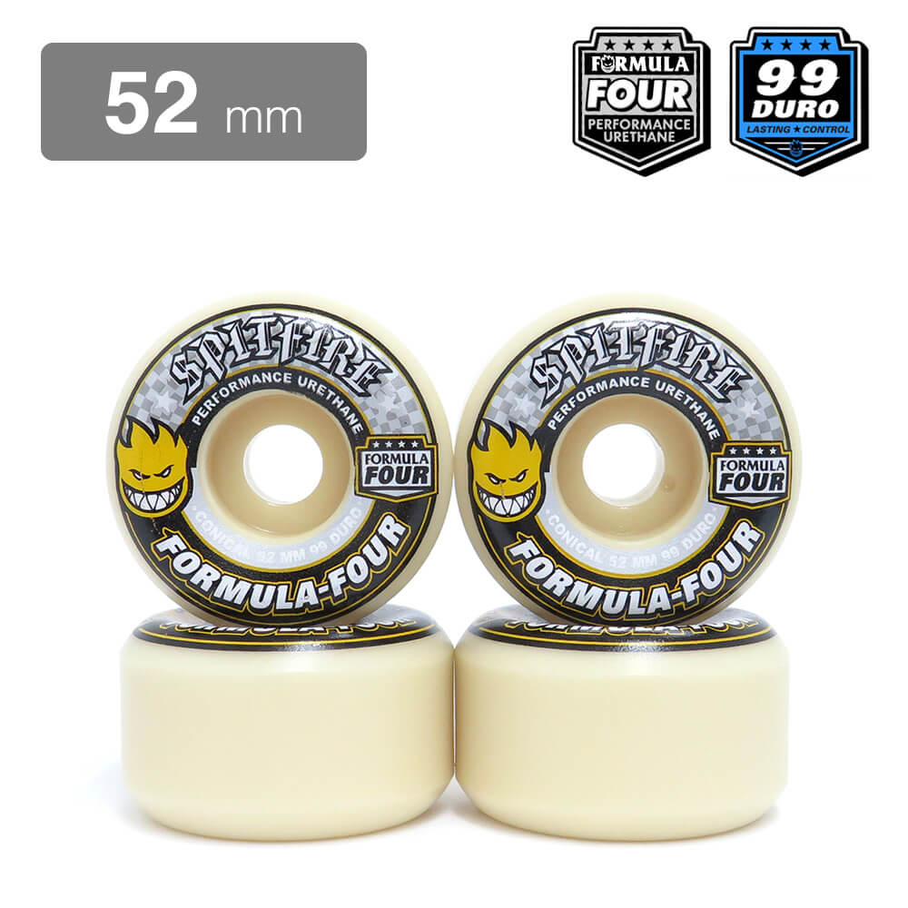 SPITFIRE WHEEL スピットファイヤー ウィール FORMULA FOUR (F4) CONICAL 99D YELLOW PRINT 52mm スケートボード スケボー