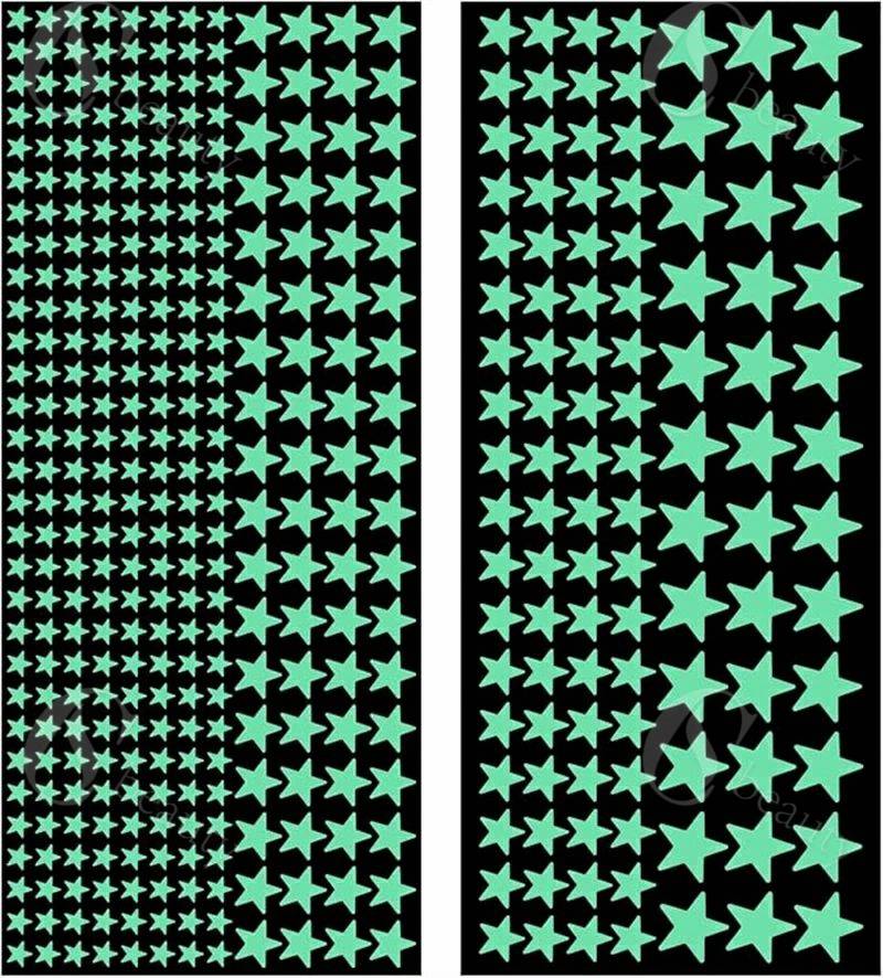 蓄光シール 星型 丸型 スター 蛍光 夜行 暗闇で光る シール ステッカー 大容量 【2シート 合計420枚入..