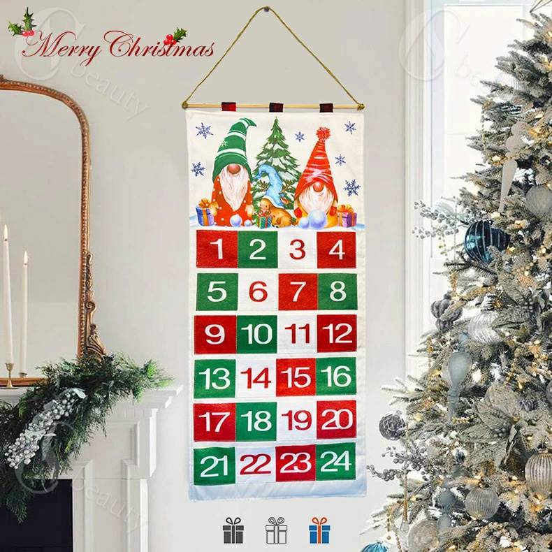 Rakuten - クリスマス カレンダー カウントダウン アドベント 飾る 装飾 オーナメント クリスマス飾り サンタクロース 壁 壁掛け おもちゃ インテリア飾り クリスマス サンタ おしゃれ 子供用 店飾り 家庭用 ポケット付き おもしろ雑貨 子供プレゼント お祝い Christmas プレゼント