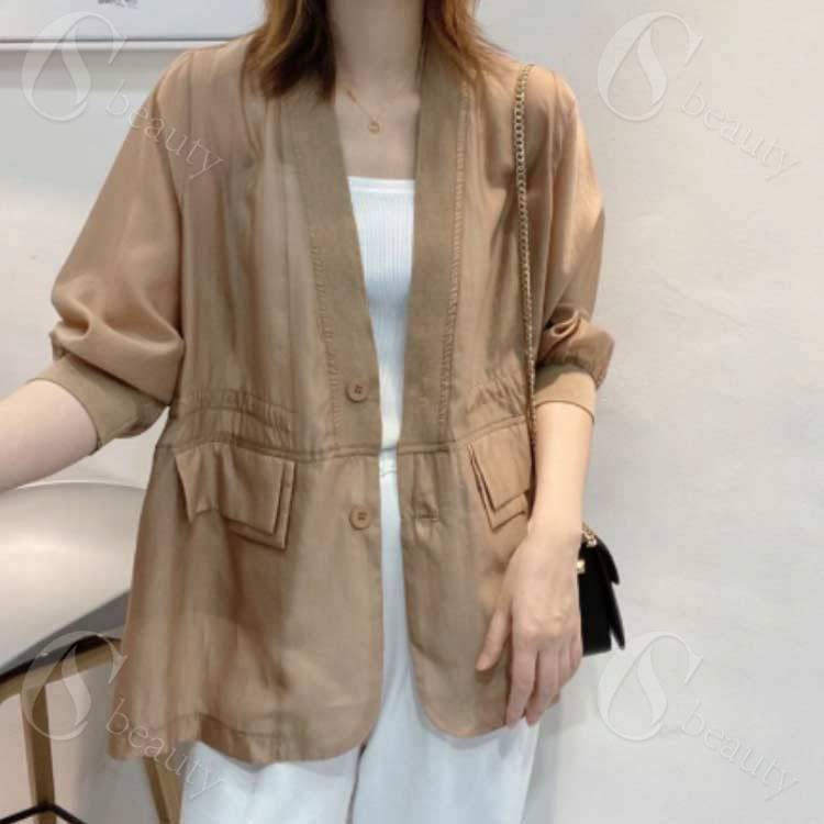 Rakuten - カジュアル カーディガン 羽織 通勤 ジャケット シアーブルゾン 薄手 夏カーデ ゆったり 透け感 冷房対策 レディース シースルー ミドル丈 夏 紫外線対策 ス シアーカーディガン 日焼け対策 オフィス アウター Vネック 七分袖 涼しい ノーカラー カーディガン