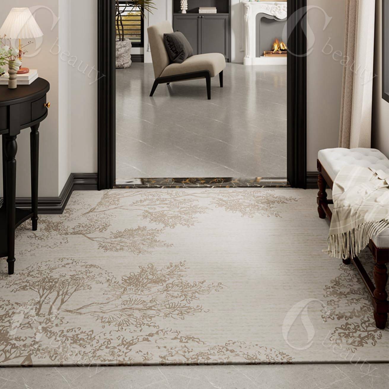 ラグ カーペット 滑り止め付き カラー5 速乾 吸水 玄関マット 花 洗える 80*120cm バスマット 家庭用 ..