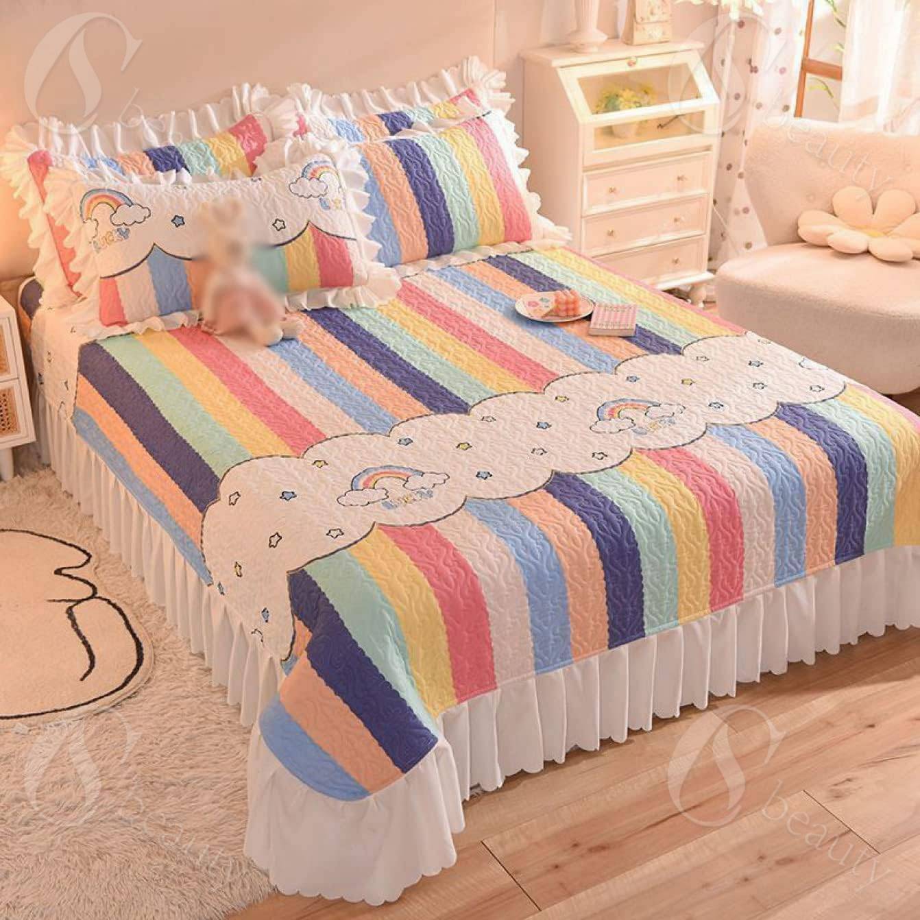 花柄 水玉柄 ベッドスカート タイプ フリル 3点セット セミダブル シングル ダブル キング 上品 260*24..