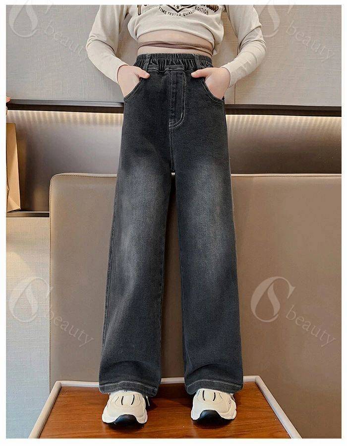 送料無料 子供服 女の子 春服 デニムパンツ デニムワイドパンツ 春秋 新品 長ズボン ジーンズ キッズ おしゃれ デニムパンツ かわいい 無地 ロングパンツ 通学着 ガールズ ボトムス デニムパンツ ブラック デニムワイドパンツ ファッション 120 130 140 150 160 170 csbeauty-10018632 CSビューティ 楽天市場支店 サンプル画像2