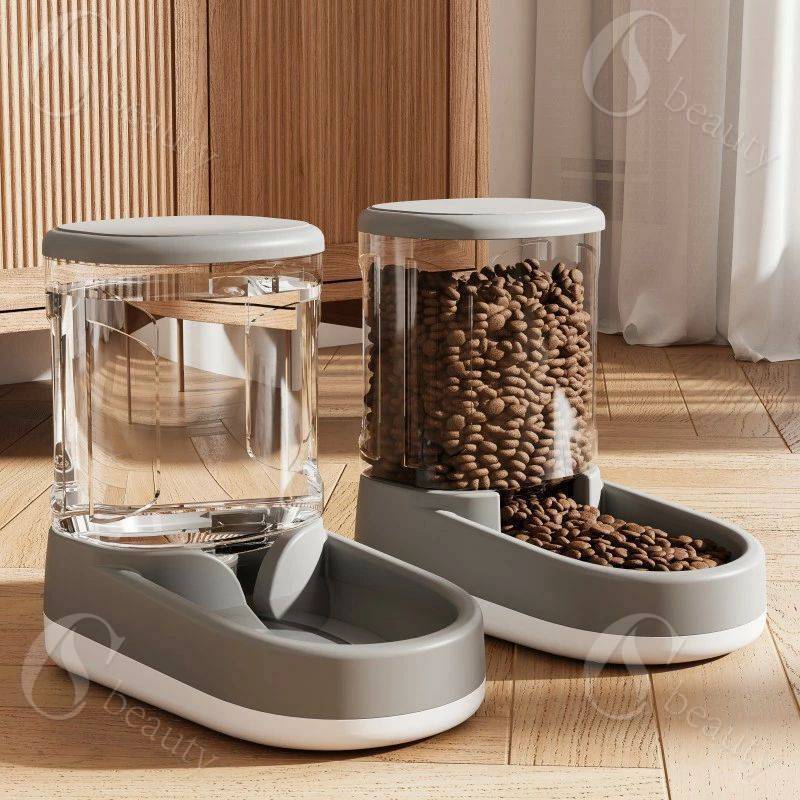 猫用自動給餌器、猫用自動給水器、猫の移動式噴水器、ペットの餌やりと水やりが一体化したマシン、静音..