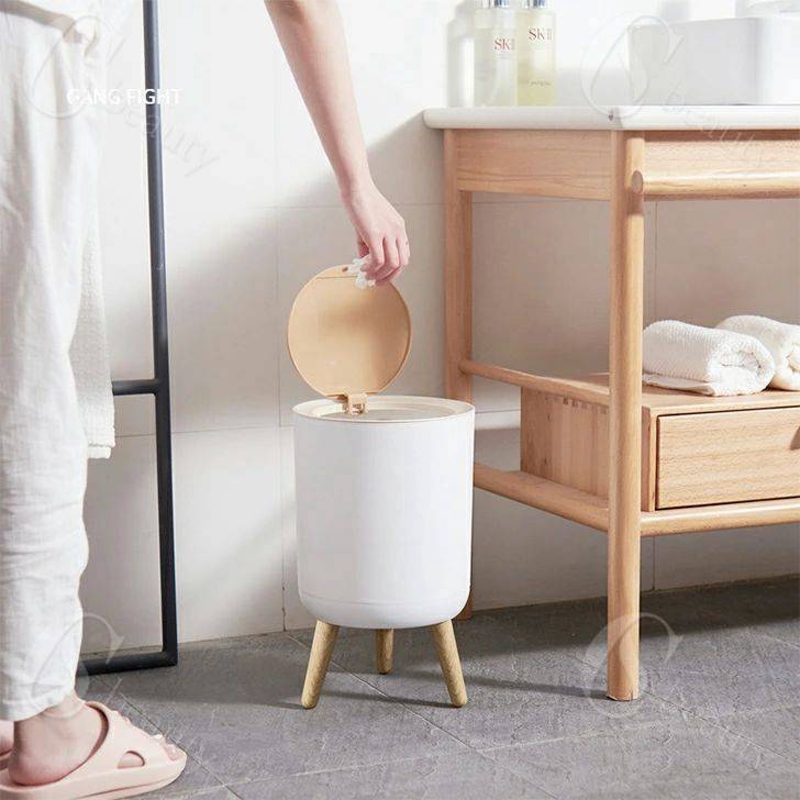 "ゴミ箱 ごみ箱 木目調 ダストボックス ワンタッチ 北欧風 おしゃれ リビング 書斎 寝室 ふた付き コンパクト スリム " [2]