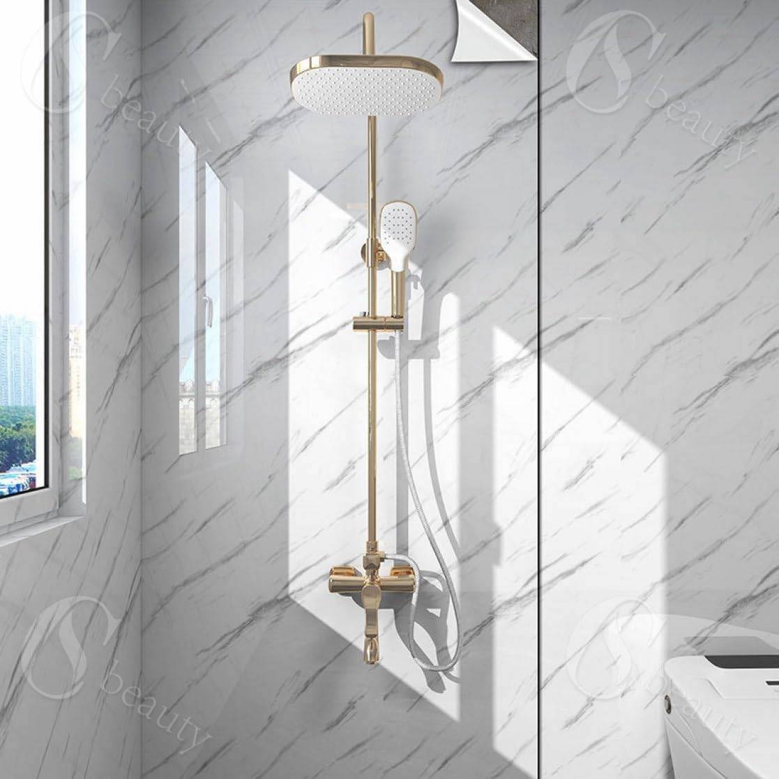 Rakuten - はがせる壁紙シール 壁紙の上から貼れる 60cm*5M 壁紙 浴室タイル 防水 大理石 DIY はがせる壁紙 柄02 トイレ 洗面所 キッチン 賃貸 インテリア シート ウォールステッカー 模様替え