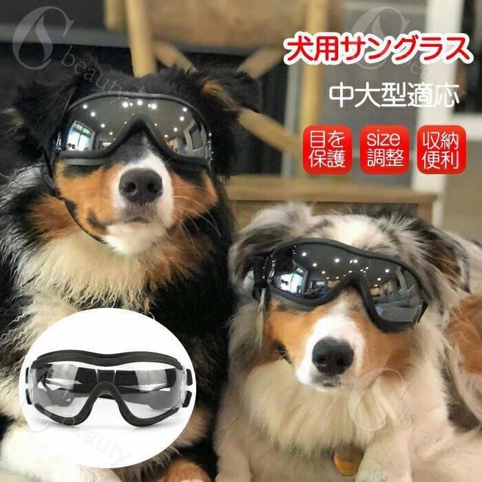Rakuten - 犬用ゴーグル 中大型犬 ドッグゴーグル 犬用サングラス 透明 目を保護 高い光透過率 紫外線対策 車酔い対策 UVカット ペットゴーグル ペット用品 カー用品 お散歩グッツ 愛犬 メガネ 防風 防塵 お出かけ用 花粉 ホコリ 防止 メガネ 中大型 大型 中型