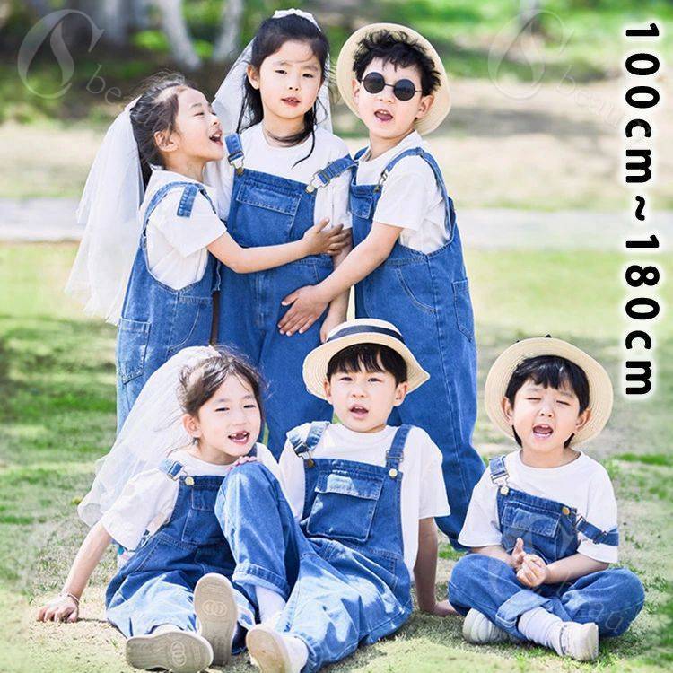 Rakuten - サロペット パンツ　オーバーオール 　子供服 キッズ パンツ ジュニア ボトムス ロングパンツ 韓国サロペット 長ズボン キッズ韓国女の子 男の子　100/110/120/130/140/150/160/170CM/180CM サロペットデニムサロペッ