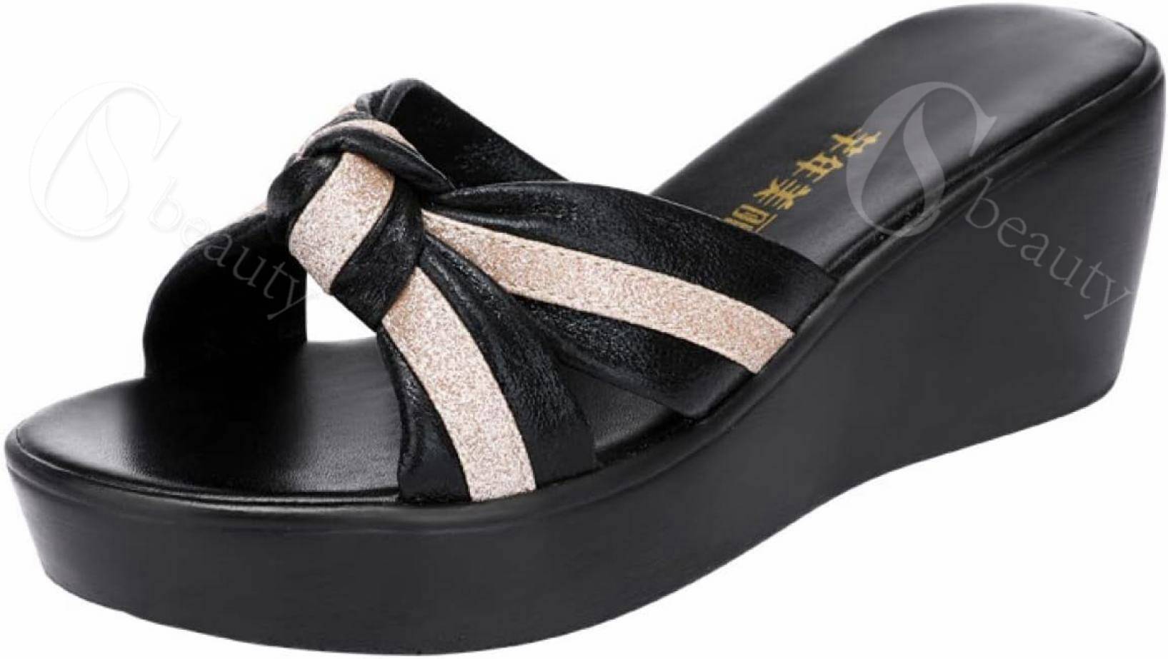 厚底 サンダル レディース ミュール ウェッジソール 蝶結び 美脚 6cmヒール クロスベルト オフィス 黒 赤 ストーム付き 大きいサイズ 軽量 歩きやすい 小さいサイズ 疲れない オープントゥ つ