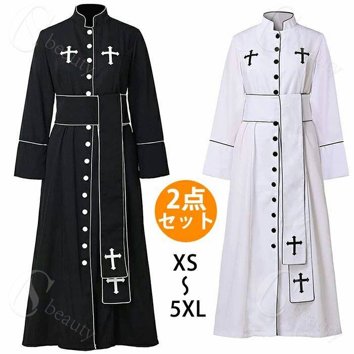 神父コスチューム ハロウィン神父服 ダーク神父コスプレ ゴシック神父服 レザー神父コスチューム ロングコート神父服 パーティー用神父コスチューム レディース用神父服 メンズ神父衣装 舞台 演出服 万聖節 コスチューム 大人用