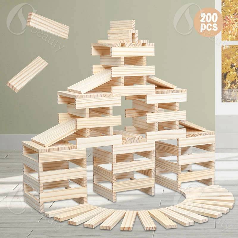 積み木 おもちゃ 200pcs 3歳以上の子供向け 木製厚板セット 積み木ブロック 脳ビルダーと組み立て おもちゃ 組み立て 建物 建築 色認識 子供 知育玩具 誕生日 クリスマス プレゼント 入園祝い 女の子 男の子おもちゃ