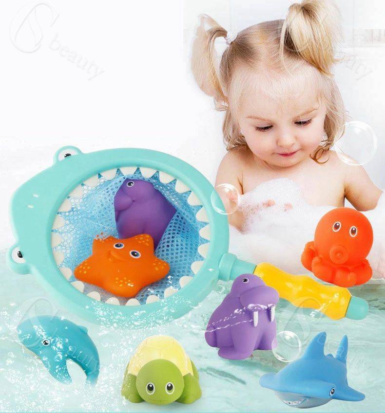 お風呂 おもちゃ おふろ 水遊びおもちゃ シャワー プール おもちゃ 7点セット 噴水 動物 漁網 ひ 6しゃ..