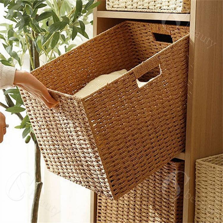 【コスパ最高】 収納ボックス 藤編 わら編み 収納BOX 田園風 積み重ね クローゼット収納 押し入れ収納 ..