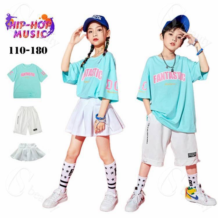 Rakuten - キッズダンス衣装 セットアップ シャツ スカートセット KPOP シャツ 女の子 男の子 ヒップホップ 子供服 ダンス衣装 hiphop ダンスtシャツ ストリート k-pop jazz ダンスウェア ジュニア 発表会
