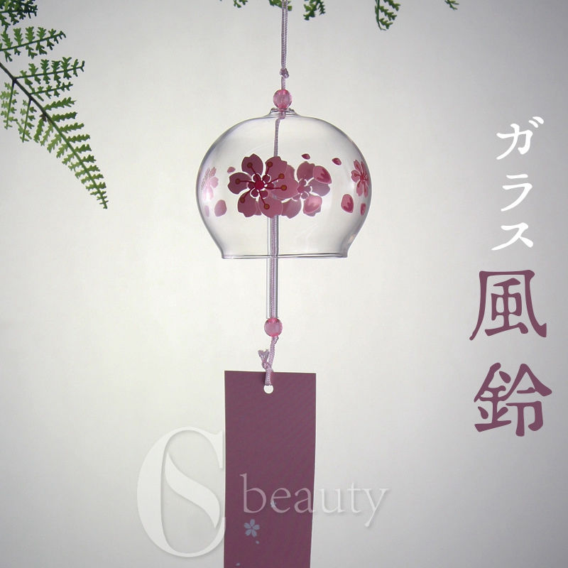 風鈴 江戸風鈴 和風風鈴 桜 さくら 花 はな ガラス風鈴 手作り風鈴 風鈴祭り 風鈴まつり 澄んだ音 厄除け 幸運をもたらす 涼しい感じ おしゃれ 窓屋根飾り 室内外兼用 おみやげ ギフト 短冊付き プレゼント おみやげ 贈り物 飾り物