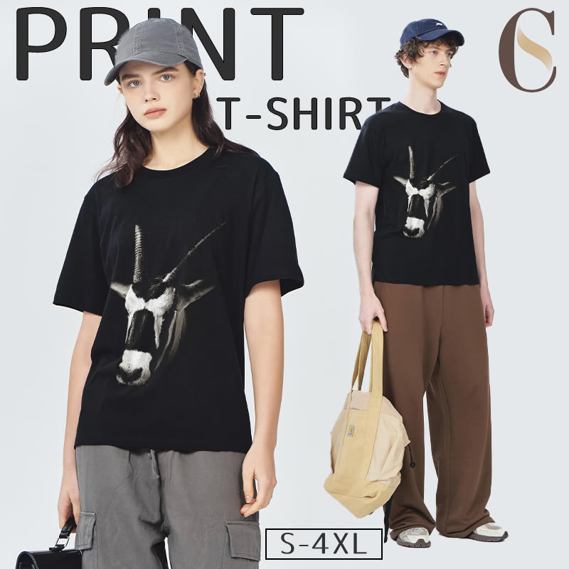 乐天商城 - tシャツ メンズ 半袖Tシャツ アメカジ tシャツ 夏 tシャツ トップス カットソー おしゃれ かっこいい クルーネック ゆったり オーバーサイズ ビッグサイズ6XL対応 オリジナル 大人気 動物 どうぶつ プリントTシャツ