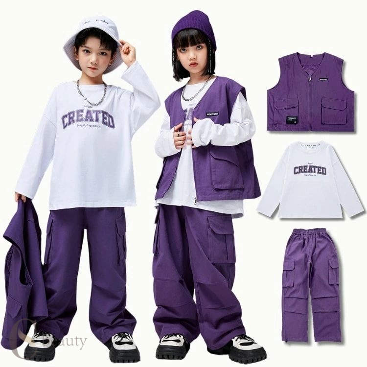 キッズダンス衣装 セットアップ 白 パーカー トレーナー ヒップホップ ファッション 女の子 男の子 キ..