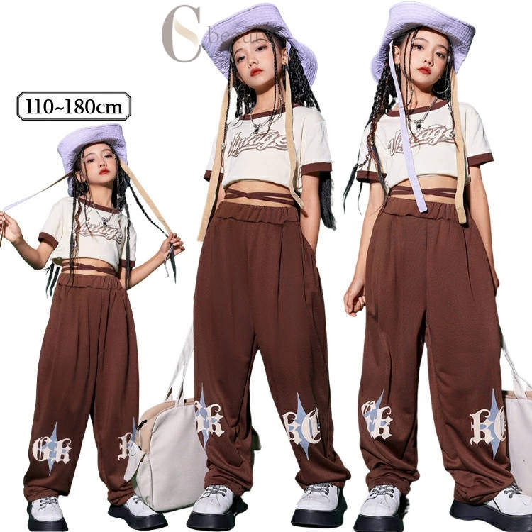 チアダンス 女の子 セットアップ キッズダンス ダンスウェア 演出服 応援団 キッズダンス衣装 練習着 ..