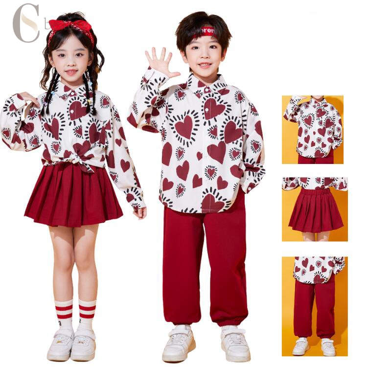 心柄 キッズダンス衣装 セットアップ シャツ パンツ スカート 女の子 男の子 ステージ衣装 子供服 ヒッ..
