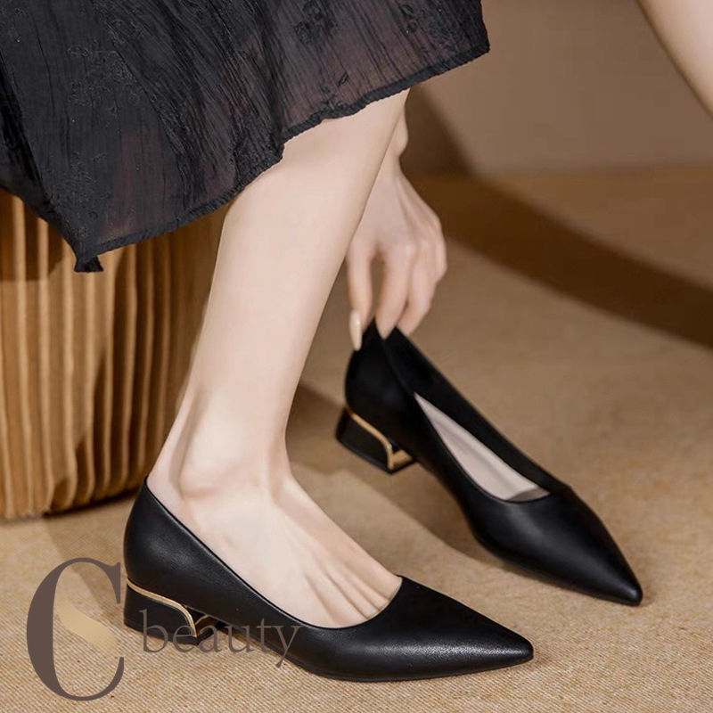 パンプス サンダル セパレート レディース ポインテッドトゥ チャンキーヒール サイドオープン PUレザ..