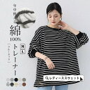 トレーナー ボーダー チュニック 長袖 レディース ブラウス ボリューム袖 スウェット シャツ クールネック プルオーバー 綿 パーカー ミドル丈 インナー ゆったり トップス オーバーサイズ 体型カバー 肌着 重ね着 バックシャン 大人 ルーズ 出かけ 春