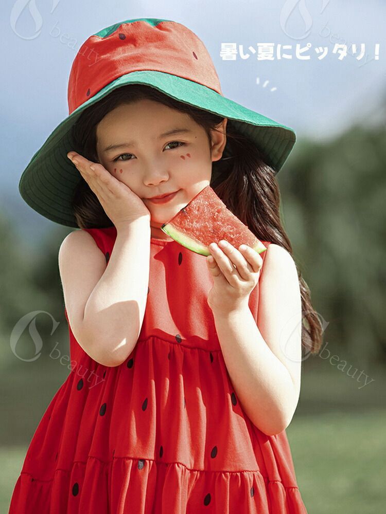 子供 スイカ ワンピース ベビー服 すいか キウイ 女の子 夏 SNS映え ノースリーブ ...