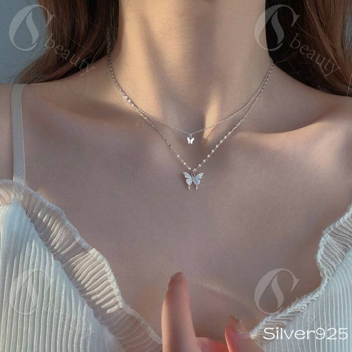 Rakuten - ネックレス 女性 レディース シルバー925 蝶 5Aジルコン プレゼント バタフライ 誕生日プレゼント 妻 誕生日 記念日 結婚記念日 ギフト