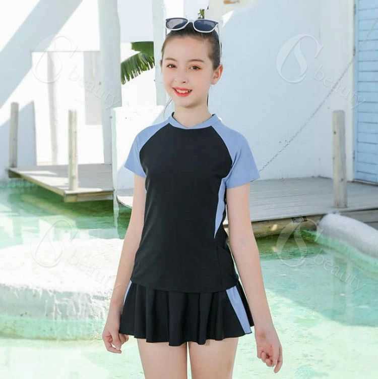 2点セット キッズ水着 女の子 水着 スクール水着 セパレート トップス ショートパンツ付きスカート スポーツウエア 子供 水着 スイムウェア レデイーズ 水着 ジュニア