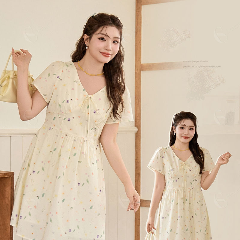 Rakuten - ワンピース レディース 大きいサイズ ぽっちゃり フラワーコットンワンピース 花柄 総柄 Uネック 半袖ワンピ ロングワンピ Aライン シンプル マタニティウェア ゆったり 体型カバー きれいめ 大人 夏新作 夏服 春服 秋服 人気 細見せ 着やせ 20代 30代 40代