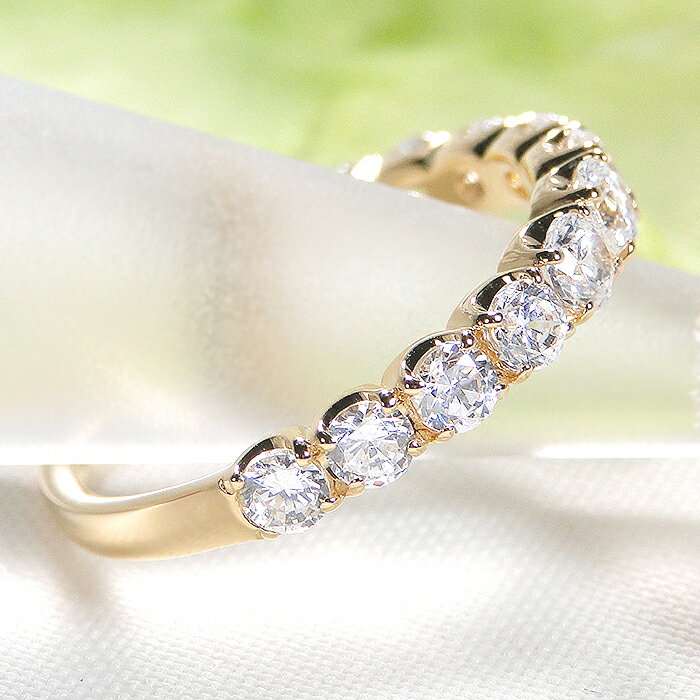 【大好評】おすすめ K18YG グラデーション ダイヤモンド ハーフ エタニティリング【1.0ct】【送料無料】【代引手数料無料】【品質保証書付】 ダイヤ エタニティ プラチナ 指輪 18金 ゴールド 18k レディース ギフト 1カラット 結婚記念日