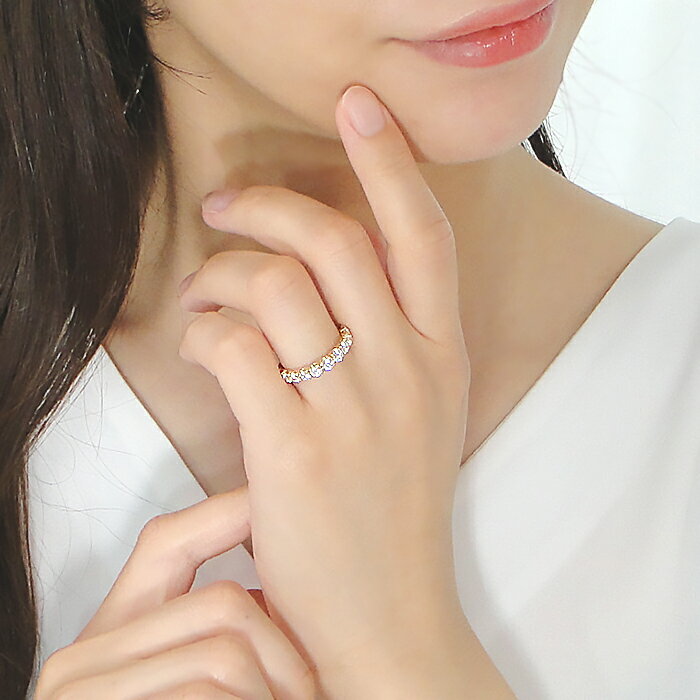 【大好評】おすすめ K18YG グラデーション ダイヤモンド ハーフ エタニティリング【1.0ct】【送料無料】【代引手数料無料】【品質保証書付】 ダイヤ エタニティ プラチナ 指輪 18金 ゴールド 18k レディース ギフト 1カラット 結婚記念日