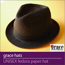 grace hats （グレースハット）【軽くてムレずに涼しいペーパー中折れハット☆.アジャスター付きフリーサイズ◎】【男女兼用】UNISEX fedora paper hat★ユニセックス　ペーパー　フェドラハット 【FEDORA HAT JACK:UH187R】