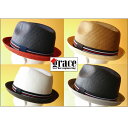 grace hats （グレースハット）【定番コーデのワンポイントに☆.アジャスター付きフリーサイズ◎】【男女兼用】UNISEX color block paper fedora hat★ユニセックス ブロックカラーペーパーフェドラハット 【JAY HAT BI:WH162Y】02P01Oct16