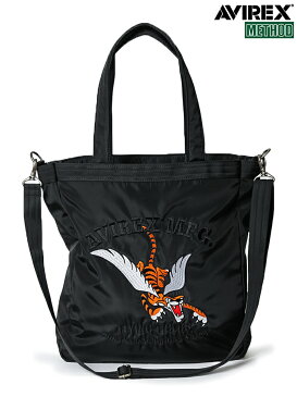 【エントリーでポイント5倍】 ★20%OFFクーポン対象★【AVIREX】“FLYING TIGERS”SOUVENIR TOTE BAG〔LIMITED〕 | アヴィレックス アビレックス メンズ レディース 大きめ ファスナー付き a4 2way 軍物 トートバッグ トート totebag 黒 ブラック 緑 カーキ オリーブ