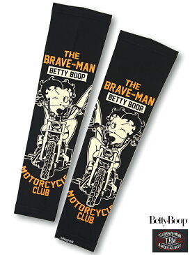 【The BRAVE-MAN×BETTY BOOP】“インディアン／バイカー”ベティプリントロングアームシェード | 黒 ブラック 白 ホワイト 春 夏 春夏 アームシェード アームカバー アームサポーター 半袖 ベティ ベティちゃん ベティー ベティーちゃん betty boop