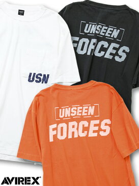 【AVIREX】“UNSEEN FORCES”PIGMENT DYED POCKET T-SHIRT | メンズ レディース ユニセックス 黒 ブラック 白 ホワイト 橙色 オレンジ M L XL XXL LL 2L 3L 2XL 大きいサイズ 春 夏 春夏 半袖 半袖Tシャツ アヴィレックス アビレックス