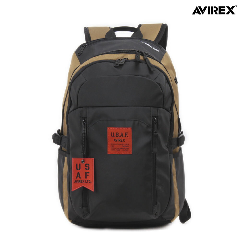 【AVIREX】“DUTCH” DAY PACK AX2083 ∴ ｜ バッグ デイパック バックパック 鞄 かばん 通販 春 夏 オールシーズン メンズ 黒 ブラック ベージュ フリーサイズ 人気 かっこいい 大きめ たっぷり 大容量 A4 ブランド