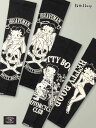 【The BRAVE-MAN×BETTY BOOP】“ エンジェル ＆ デビル ／ バイカ ー” ベティ プリント ロング アームシェード 黒 ブラック 白 ホワイト 春 夏 春夏 オールシーズン アームカバー アームサポーター 半袖 白 ホワイト 黒 ブラック フリーサイズ 流儀圧搾 METHOD