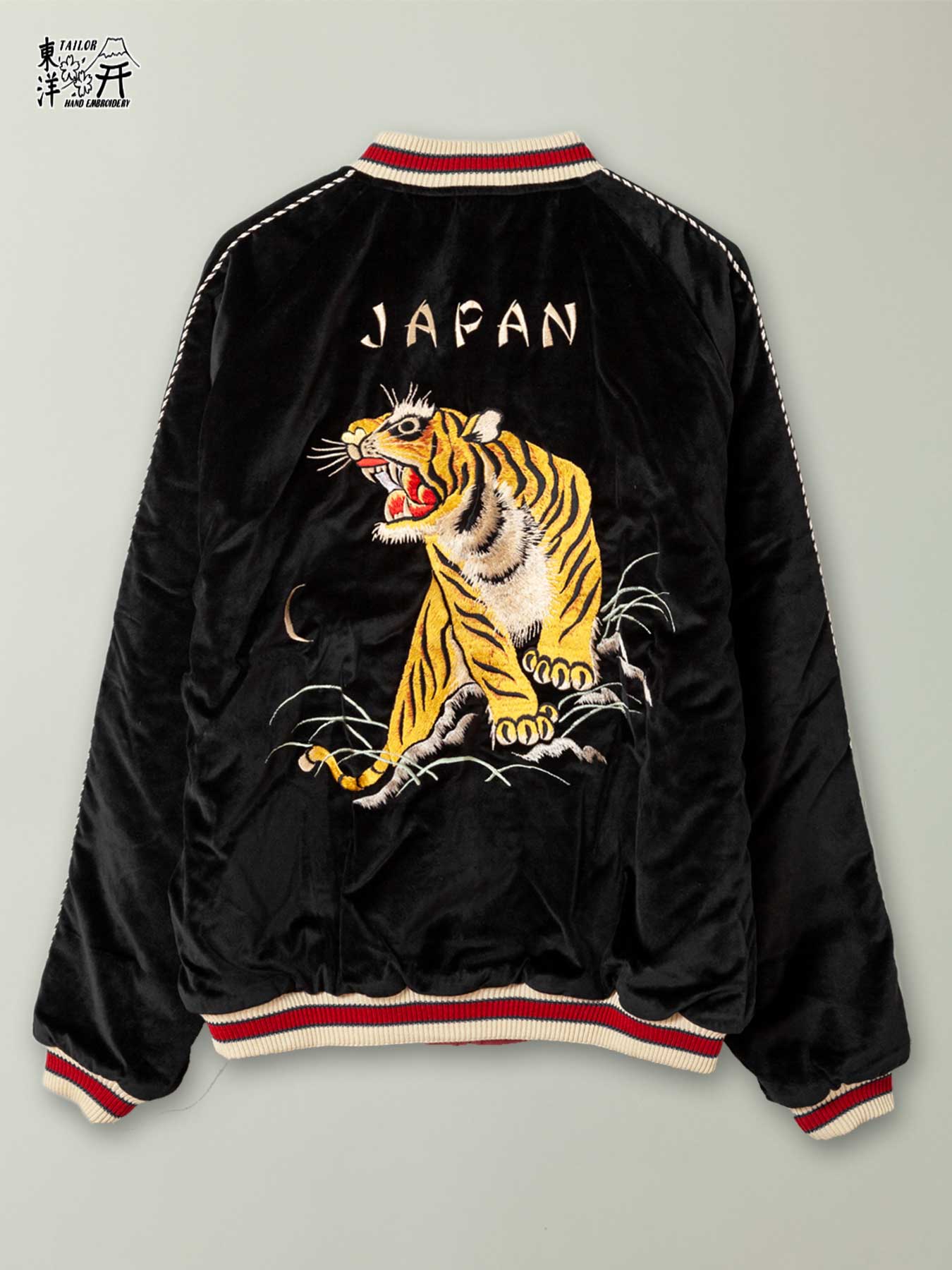 ＜送料無料＞【TAILOR TOYO】“ROARING TIGER×DRAGON”VELVETEEN SOUVENIR JACKET ｜ 和柄 スカ スーベニアジャケット ジャケット アウター 秋アウター メンズ ユニセックス 春 春服 黒 ブラック XXL 3L 大きいサイズ 大きめ 人気 おすすめ テーラー東洋 流儀圧搾 METHOD