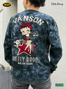 【VANSON×BETTY BOOP】“ベティ&パジー”刺繍入り ロンT 〔別注〕 ｜ ロンティー 長T 長袖 Tシャツ ティーシャツ 通販 メンズ レディース ユニセックス 秋 秋服 グレー タイダイ 黒 ブラック S M L XL LL 2L XXL 3L XXXL 4L 人気 バイカー 流儀圧搾 METHOD