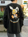 【The BRAVE-MAN×LOONEY TUNES】“ ラビット トゥイーティー ”刺繍入り ロンT 〔別注〕 ｜ Tシャツ 長袖 長T 通販 メンズ レディース ユニセックス 秋 秋服 黒 ブラック ピンク タイダイ M L XL LL 2L XXL 3L 人気 バイカー ブランド 流儀圧搾 METHOD