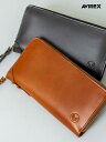 ＜送料無料＞【AVIREX】“FAHNE2” ROUND ZIP LONG WALLET ∴ ｜財布 長財布 サイフ ロングウォレット ラウンドジップ 本革 牛革 レザー 通販 メンズ レディース ユニセックス黒 ブラック 茶色 ブラウン 秋 秋財布 オールシーズン 人気 おすすめ ミリタリー 流儀圧搾 METHOD